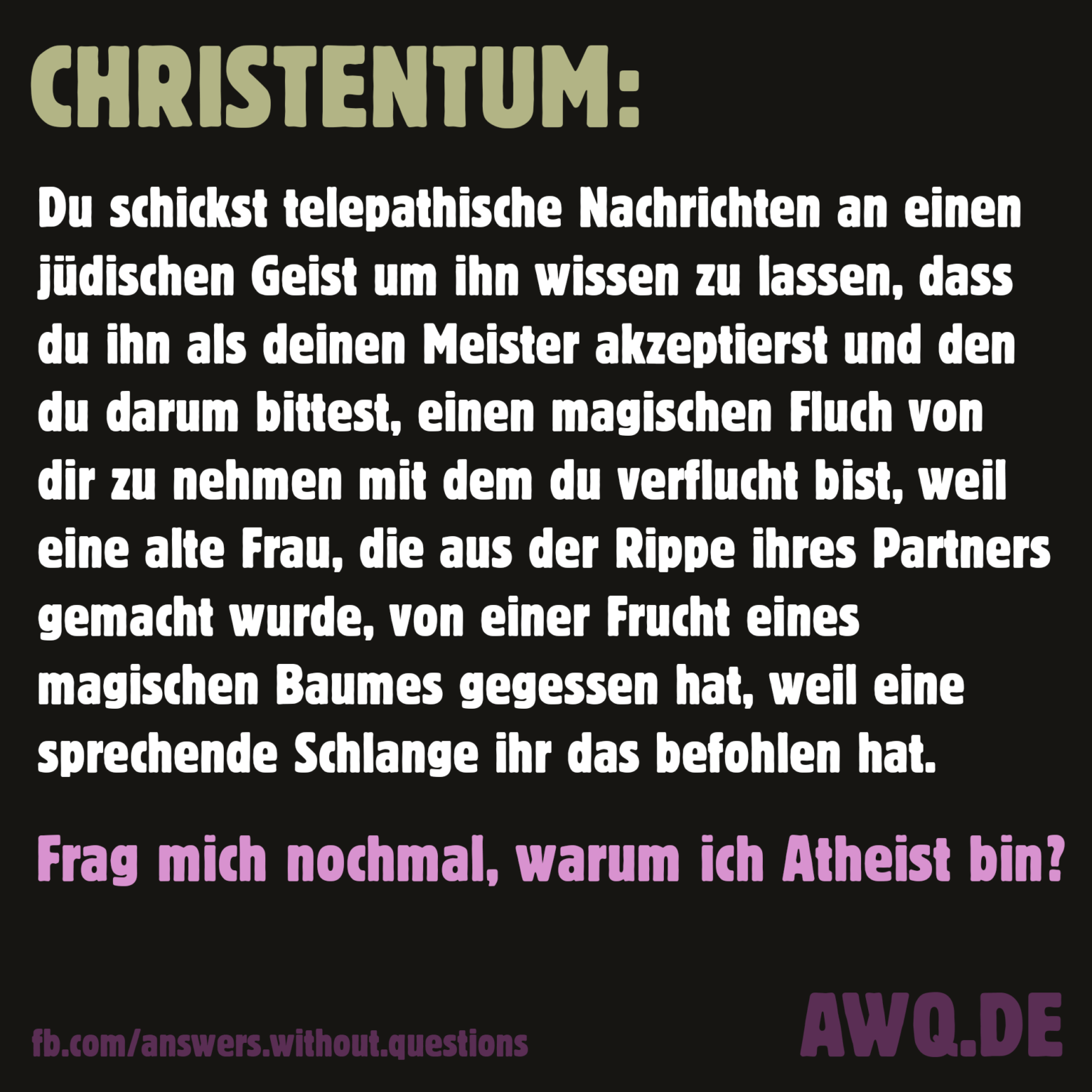 Bin Ich Atheist Oder Agnostiker Test Frag mich nochmal, warum ich Atheist bin - Answers Without Questions