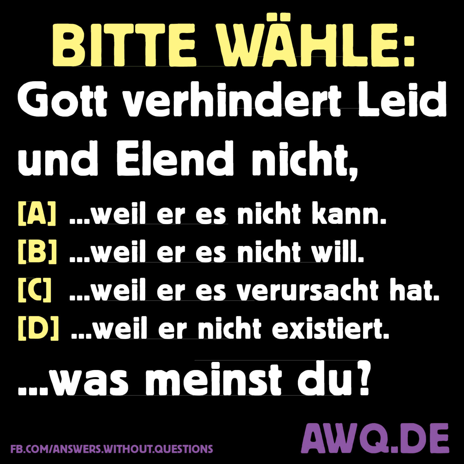 Theodizee-Problem gelöst - Answers Without Questions