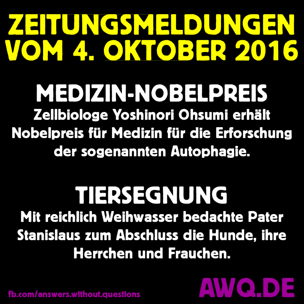 aktuelle Meldungen vom 4. Oktober 2016