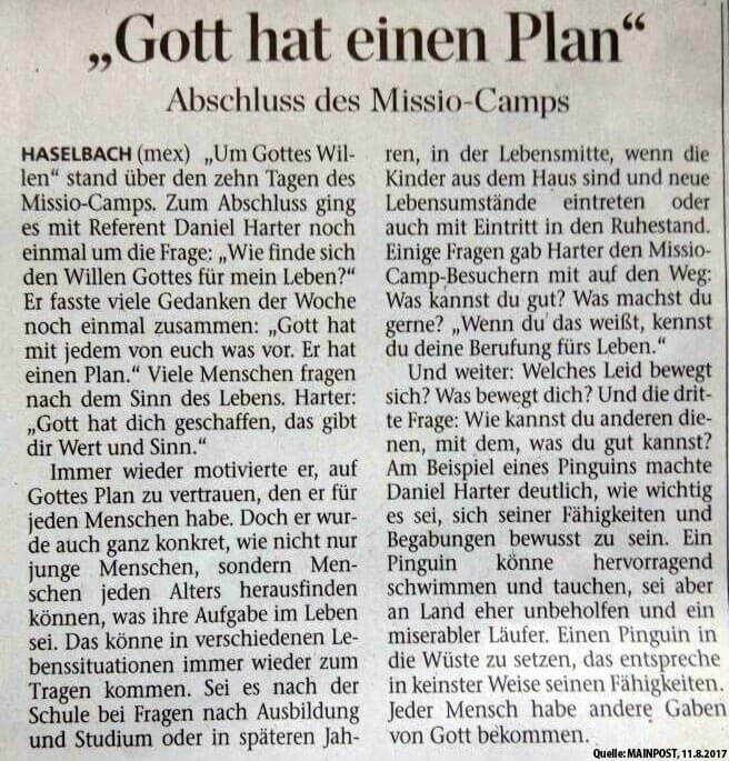 Gott hat einen Plan - Quelle: (c) Mainpost