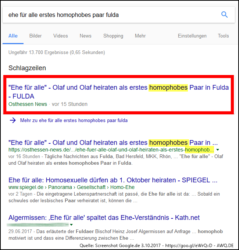 Tippfehler oder „Macht der Gewohnheit“? – „Erstes homophobes Paar heiratet in Fulda“