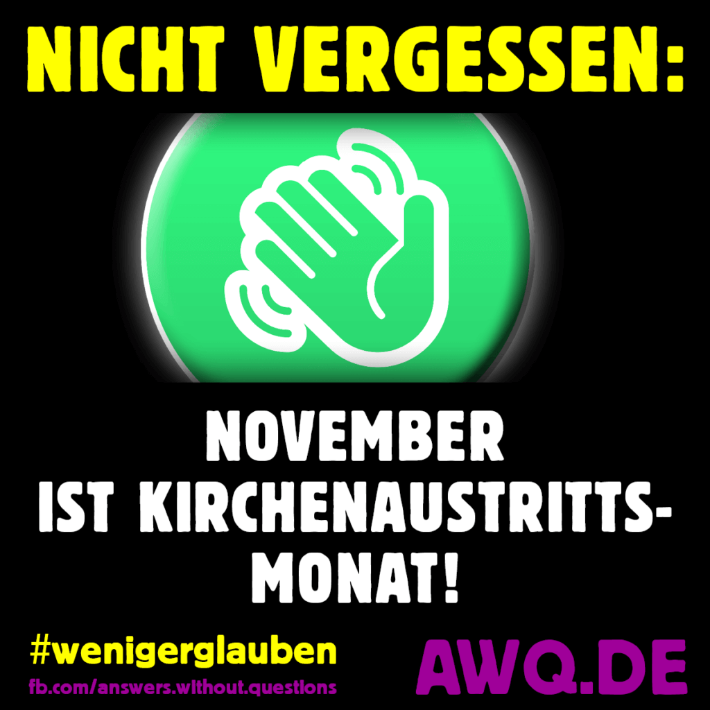 November ist Kirchenaustrittsmonat