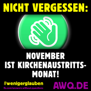 WICHTIG: November ist Kirchenaustrittsmonat!