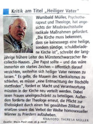 Leserbrief zum Beitrag: Wunibald Müller – Kritik am Titel „Heiliger Vater“
