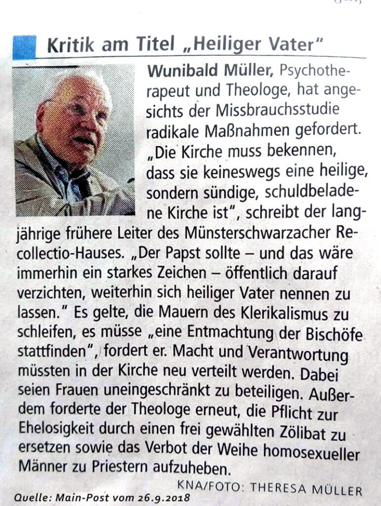 Wunibald Müller - Quelle: Main-Post vom 26.9.2018