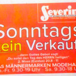 Modehaus SEVERIN: Am Sonntag geschlossen, weil’s in der Bibel steht