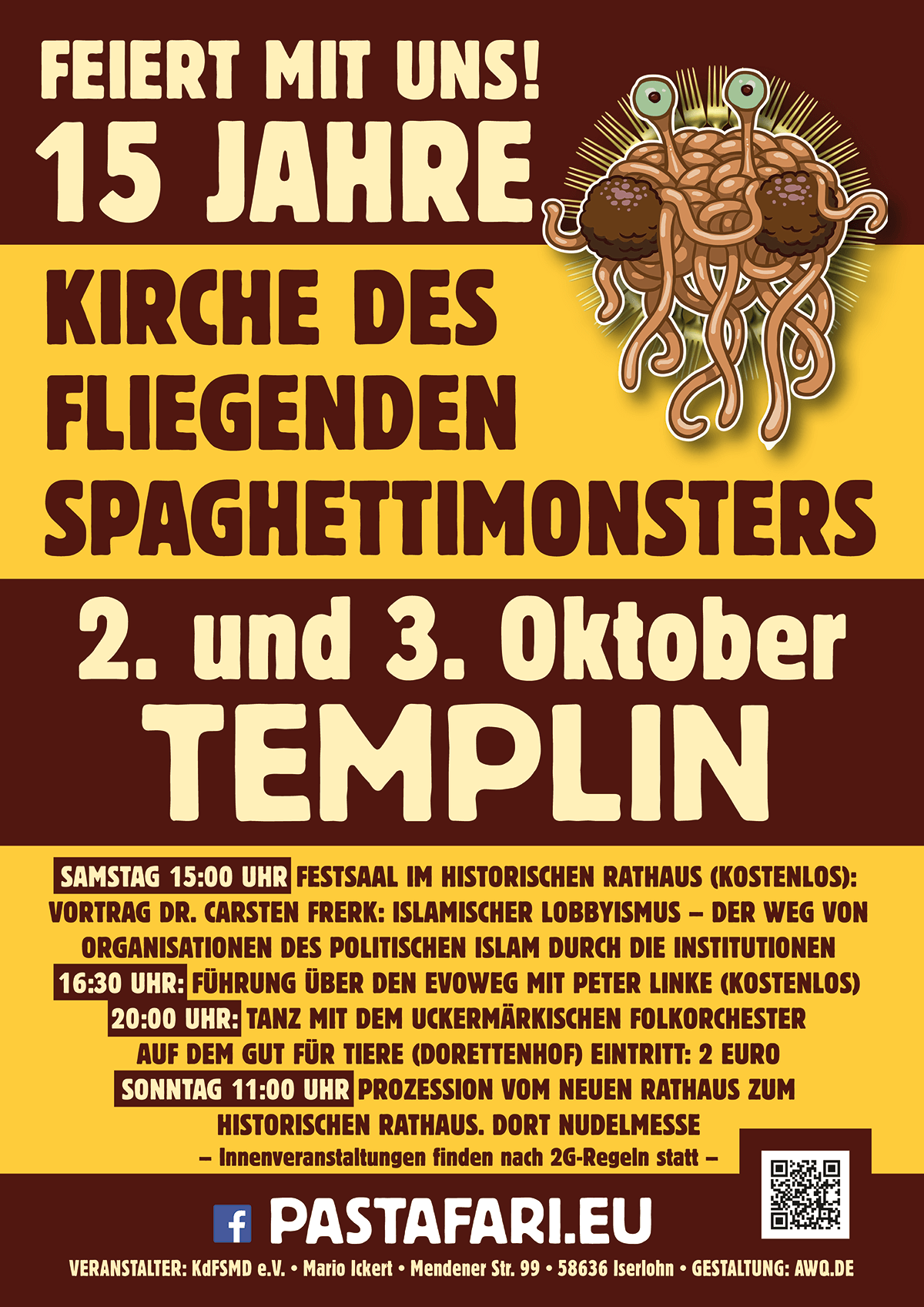 Einladung 15 Jahre Kirche des Fliegenden Spaghettimonsters