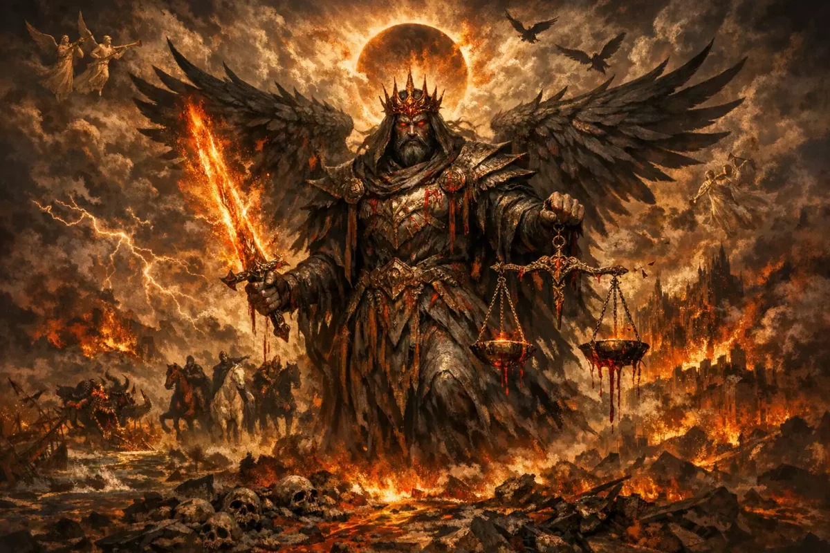 Rache-Gott aus der Johannes-Offenbarung, wie die KI ihn sich vorstellt