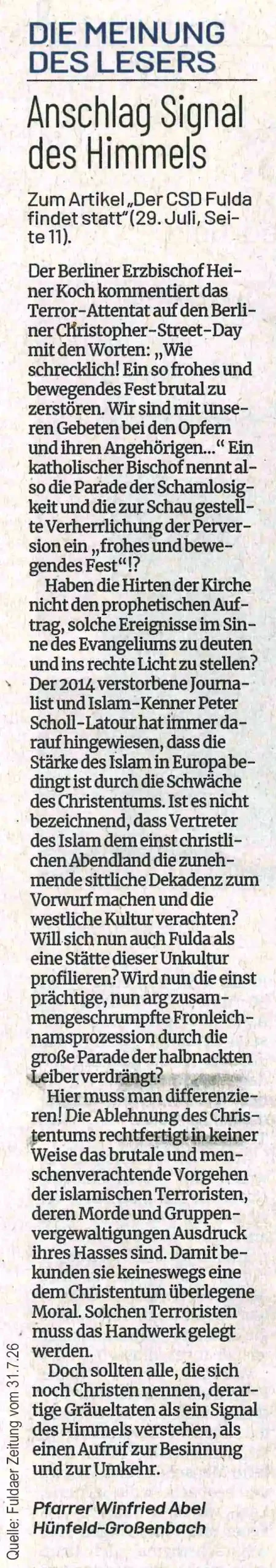 Quelle des Bildzitats: Fuldaer Zeitung vom 31.7.26